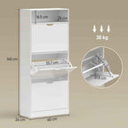 Shoe Rack with 3 Flap Drawers and Adjustable Shelves, for Hallway or Entryway