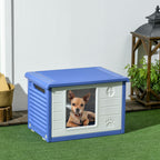 PawHut Outdoor Dog Kennel for Small Dogs in PE with Entrance and 2 Side Air Vents, 60x42x40 cm, Blue and White