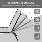 Outsunny Steel and Breathable Fabric Sun Lounger with Reclining Backrest, 197x58x30 cm