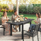 Outsunny Extendable Garden Table for 4-6 People with Slatted Top, Aluminum, 80/160x80x75 cm, Black