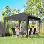 Outsunny 3x3 m Folding Gazebo with Adjustable Height, Central Light and Remote Control, Metal and Polyester, Black