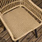 Outdoor Lounge: 7 Piece PE Rattan Garden Set with Dining Table 153x89x74 cm and 6 Chairs 52x62x78 cm with Cushions - Borgè