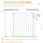 Adjustable Width Dog Gate with Double Lock, Steel and ABS, 76x75-95 cm, White