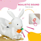 Rabbit Rocking Animal with Sounds and Safety Belt, 60x33x50 cm, White - Borgè