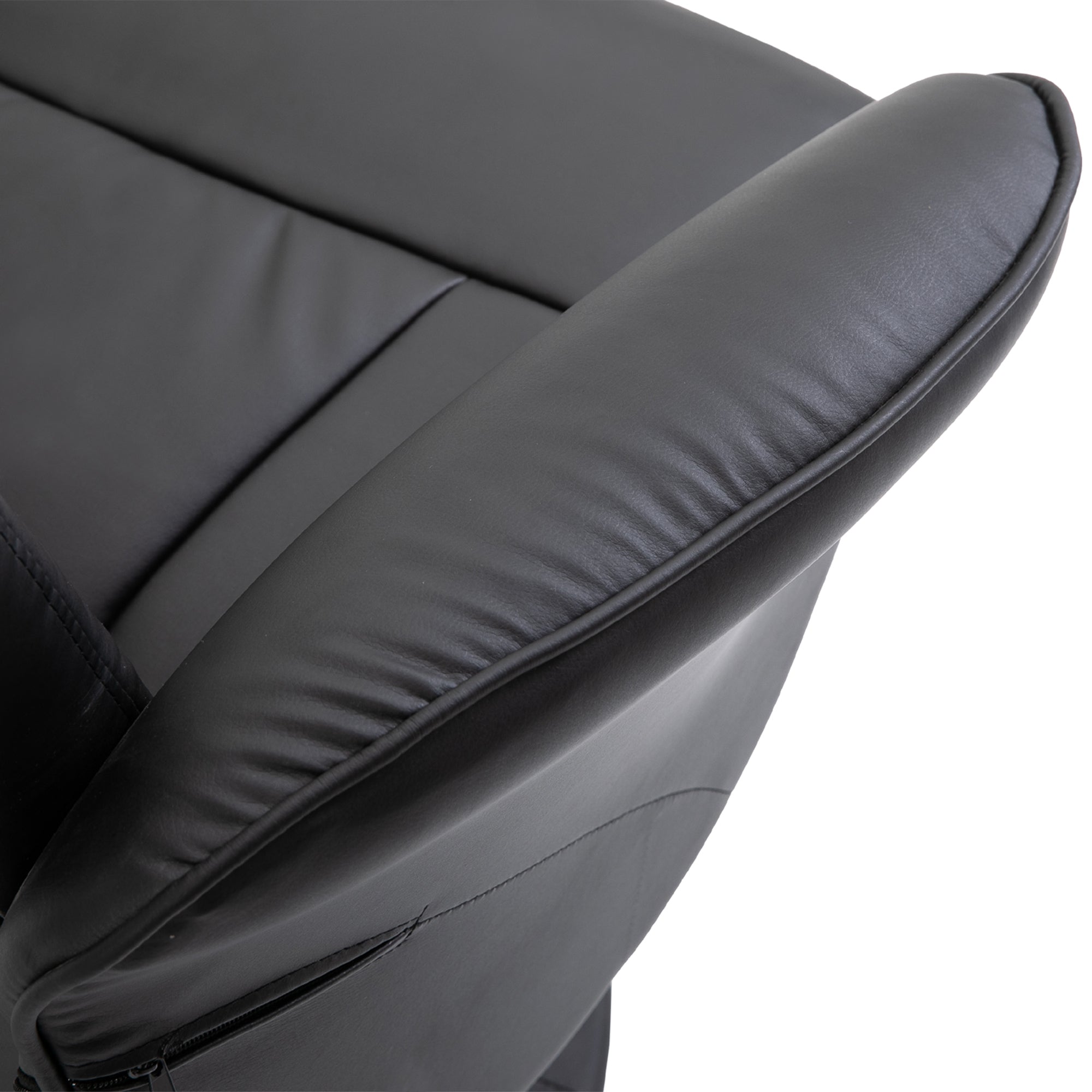 360° Swivel Metal and Faux Leather Relaxing Chair with Footrest and Adjustable Backrest, Black
