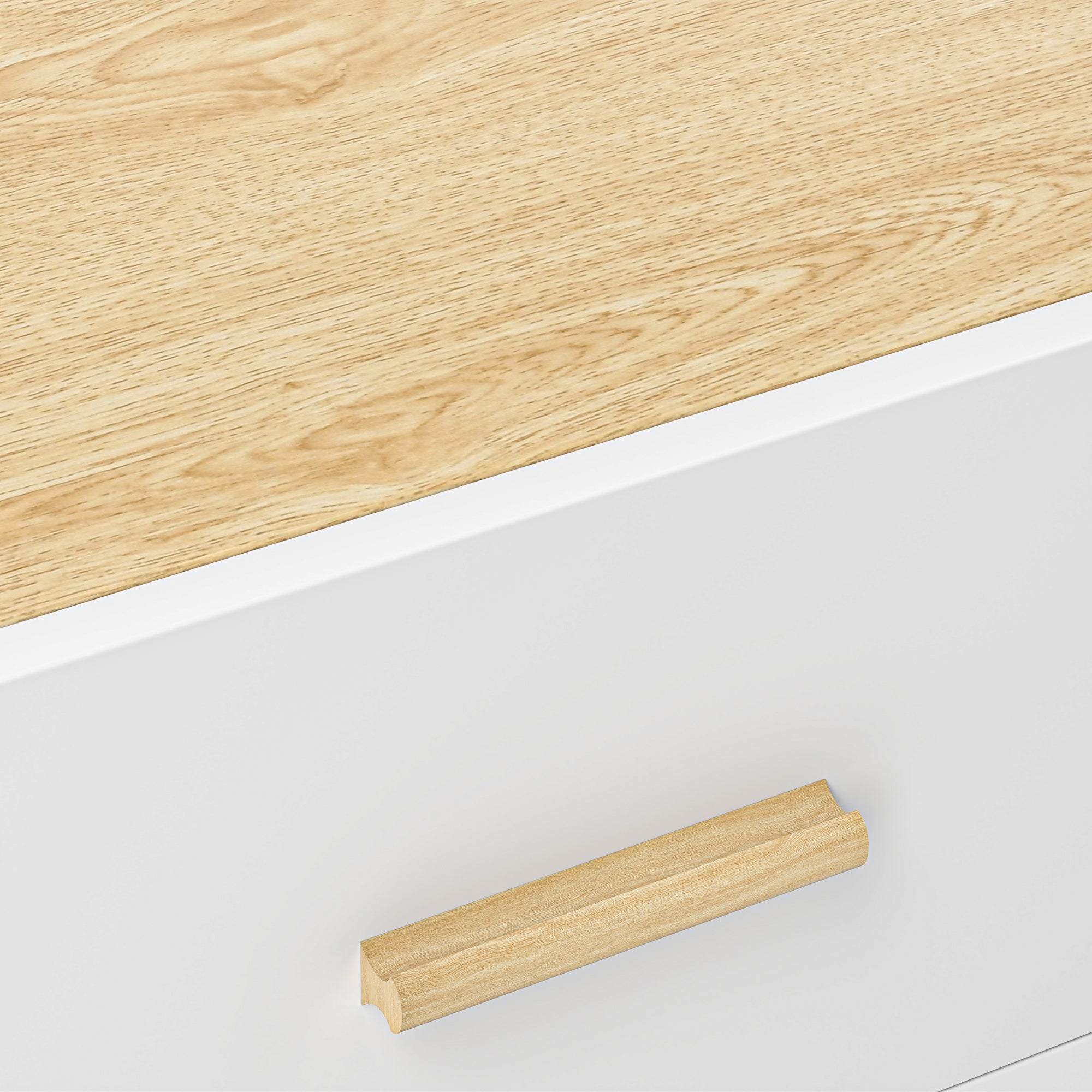 Scandinavian Style Wooden Bedside Table with 2 Drawers, 40x40x50 cm, Oak