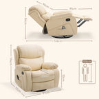 Beige Reclining Relax Chair with 8 Massage Points, Heating and Footrest, 97x92X104 cm