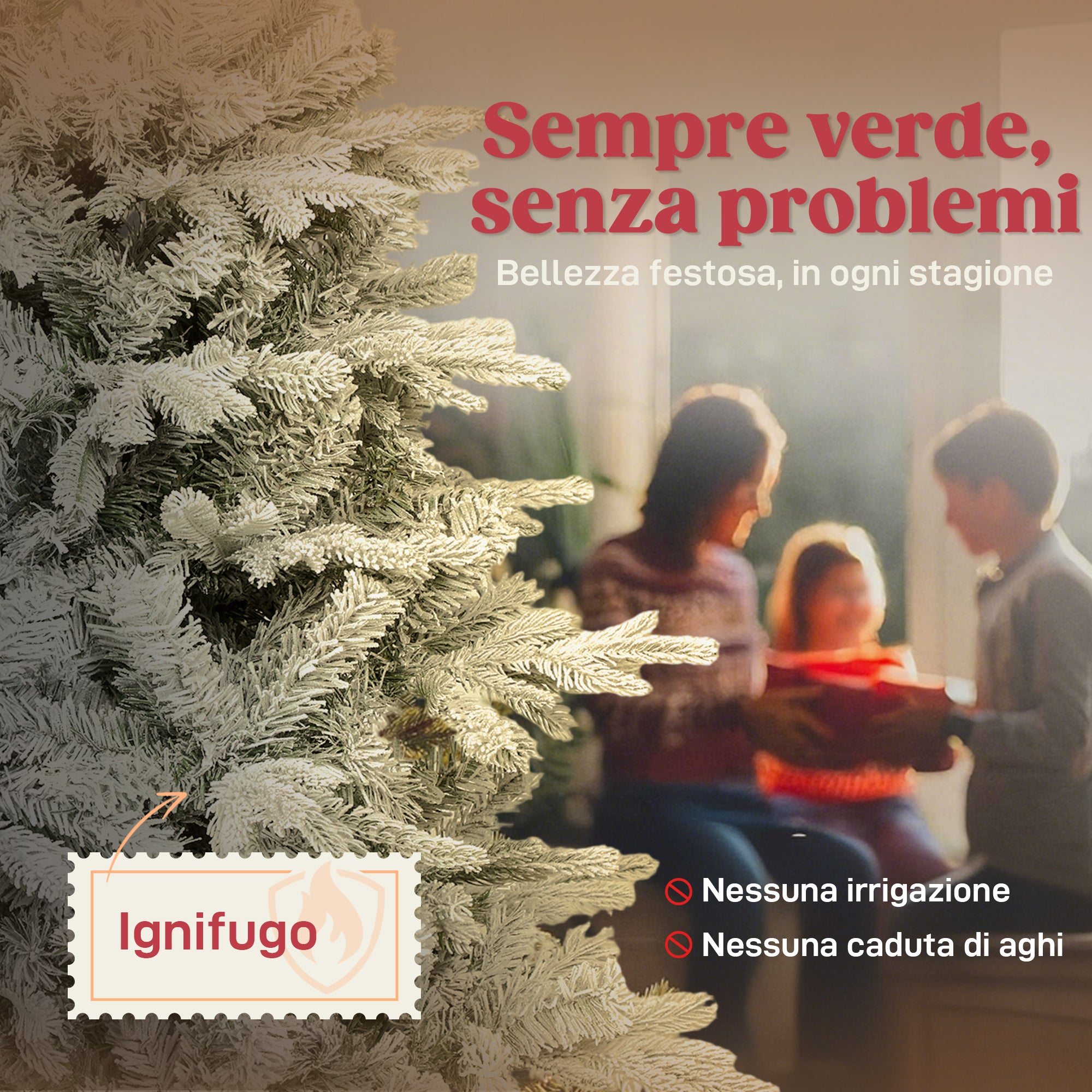 210cm Tall Snow-Covered Christmas Tree with Realistic Branches and Foldable Metal Base