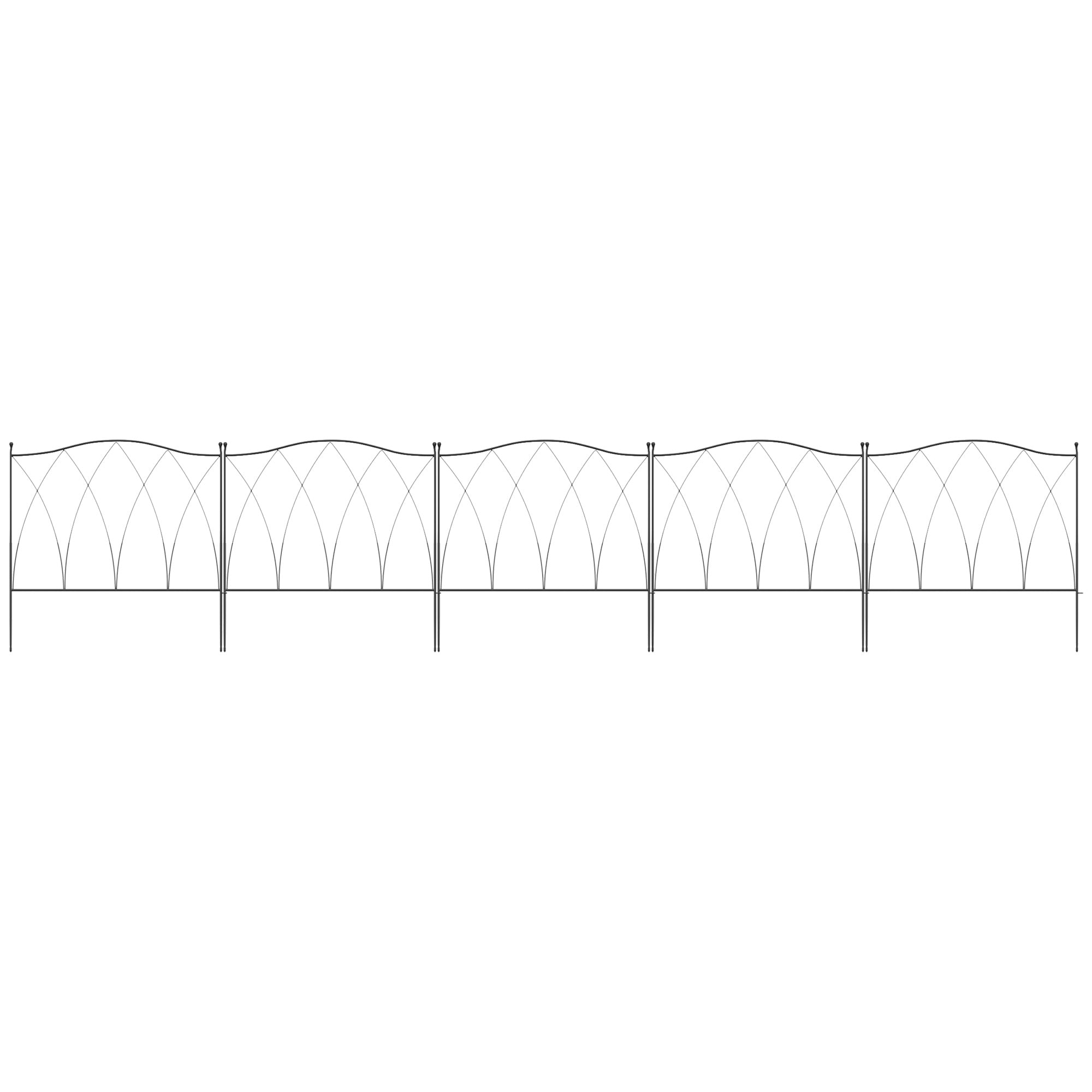 Outdoor 5-Panel Metal Fence with Laces, 305x62 cm, Black