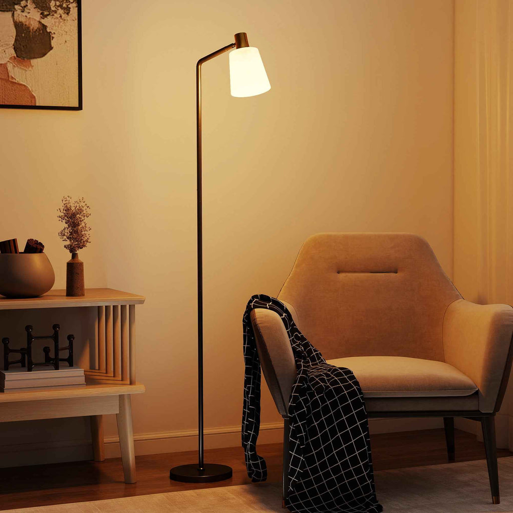 HOMCOM LED Floor Lamp with 350° Swivel Head, 3000K/4000K/6500K Color Temperature Adjustment, Black