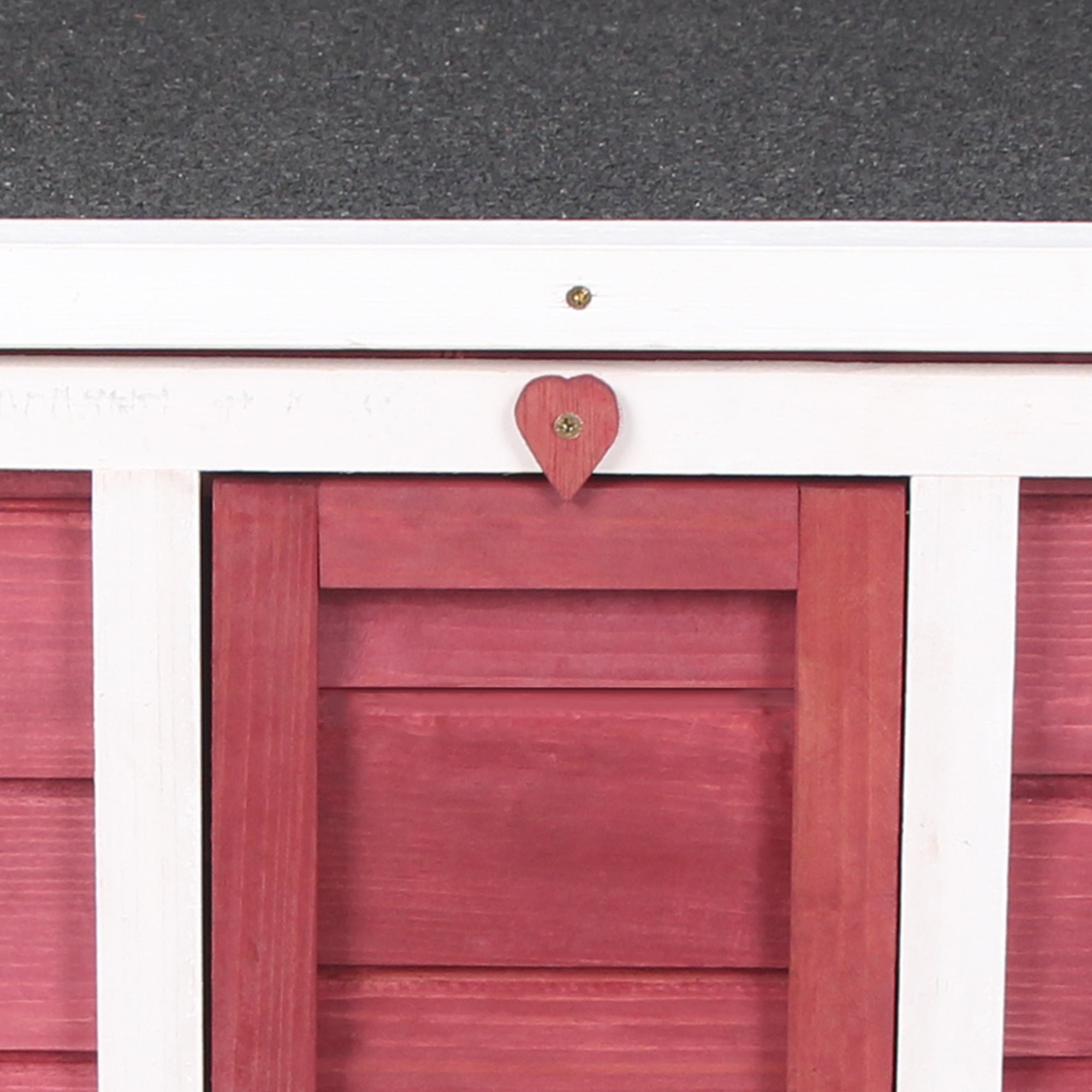 PawHut Wooden Rabbit Hutch with Opening Asphalt Roof, Non-Slip Ramp, 51x42x43 cm, Red
