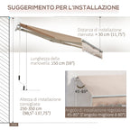 Outdoor Awning with Roller Arms and Crank Opening, 295x200 cm, Beige - Borgè