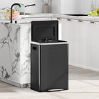 20L 2-Section Garbage Can with Silent Lid, Stainless Steel and PP, 40x34.8x59 cm, Black