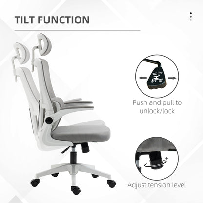 Vinsetto Ergonomic Office Chair with Adjustable Height with Footrest and Headrest, 60x59x114-122 cm, Gray - Borgè