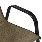 Garden Chairs Set of 4, Stackable Outdoor Chairs in Metal and Breathable Fabric, Brown - Borge' Group Limited