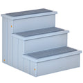3-Step Dog Stairs with Non-Slip Mat and Storage Space, 40.5 x 44.5 x 38 cm, Grey