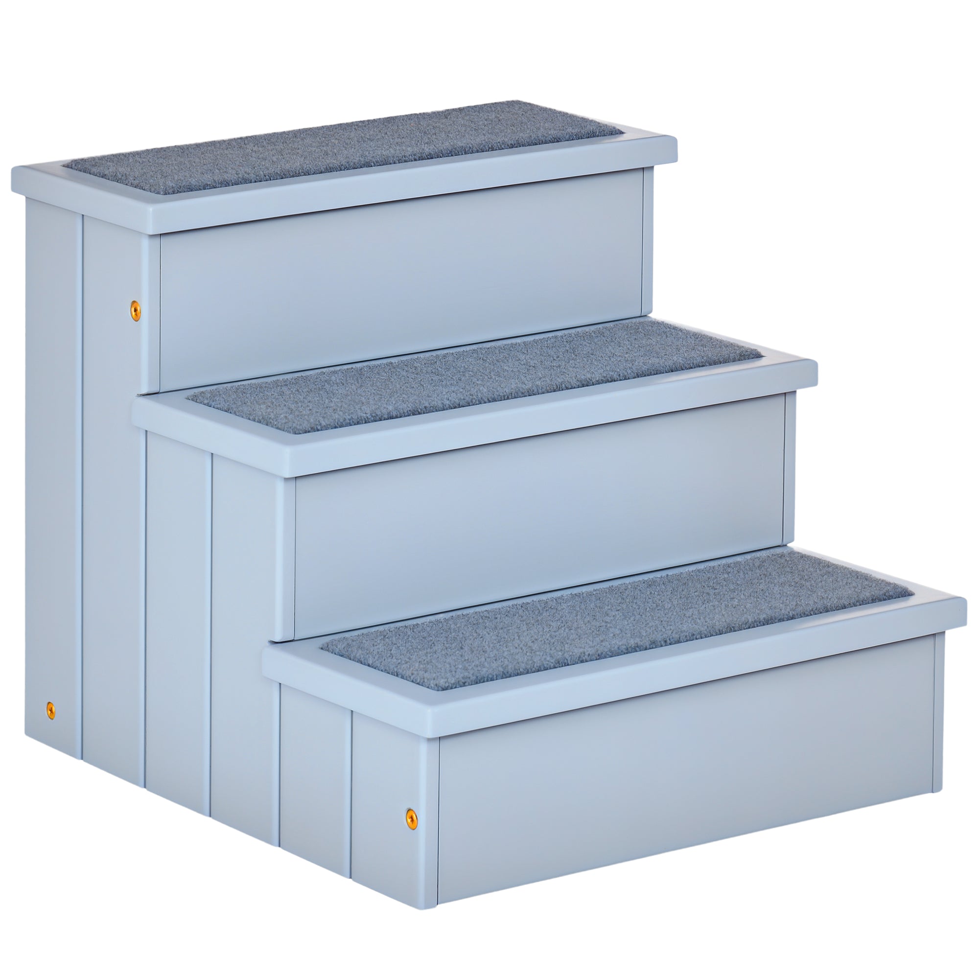 3-Step Dog Stairs with Non-Slip Mat and Storage Space, 40.5 x 44.5 x 38 cm, Grey