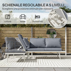 Garden Lounge with 2 Sofas with Cushions, 5-Level Adjustable Backrest and Slatted Coffee Table, Gray