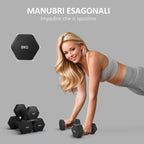 SPORTNOW Set of 2 Hexagonal Dumbbells weighing 2x8 kg in Metal and Plastic with Non-Slip Grip, 24x11x11 cm, Black