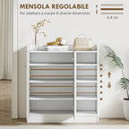 Shoe Rack with 4 Open Shelves, Multipurpose Shoe Cabinet with 2 Doors and Adjustable Shelves, Space-Saving Shoe Storage for 12 Pairs, 83x30x90 cm, White