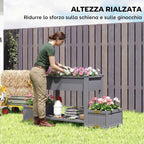 Outsunny Raised Planter with 2 Side Pots and Tool Shelf, in Fir Wood, 149x46x76 cm, Grey