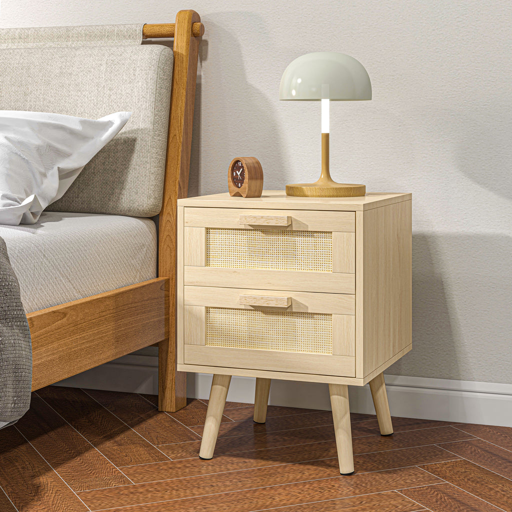 Homcom Set 2 Bedroom Bedroom Boho style with 2 drawers, 40x40x56cm, natural wood - Borgè