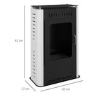 1.2L Floor-Standing Bioethanol Fireplace with Top Shelf, Steel, 50x27x82 cm, White and Black