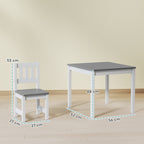 3-Piece Wooden Table and Chair Set for Children Ages 3-8, Grey and White