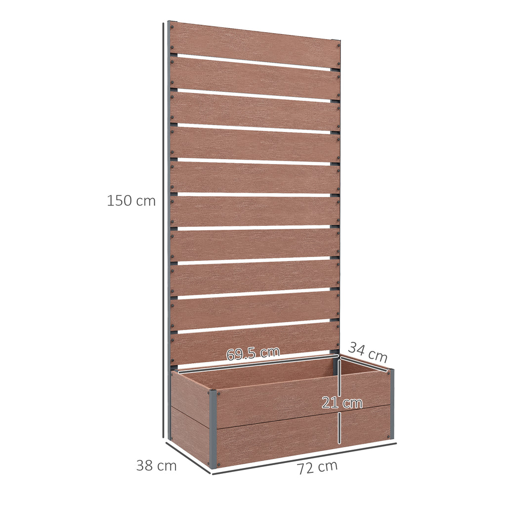 Outdoor Planter with Slatted Espalier for Climbing Plants, 72x38x150cm, Light Brown - Borgè