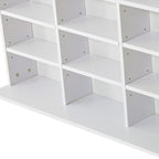 Wooden CD Bookcase with 3 Columns and 12 Adjustable Shelves, 102 x 23.5 x 195 cm, White