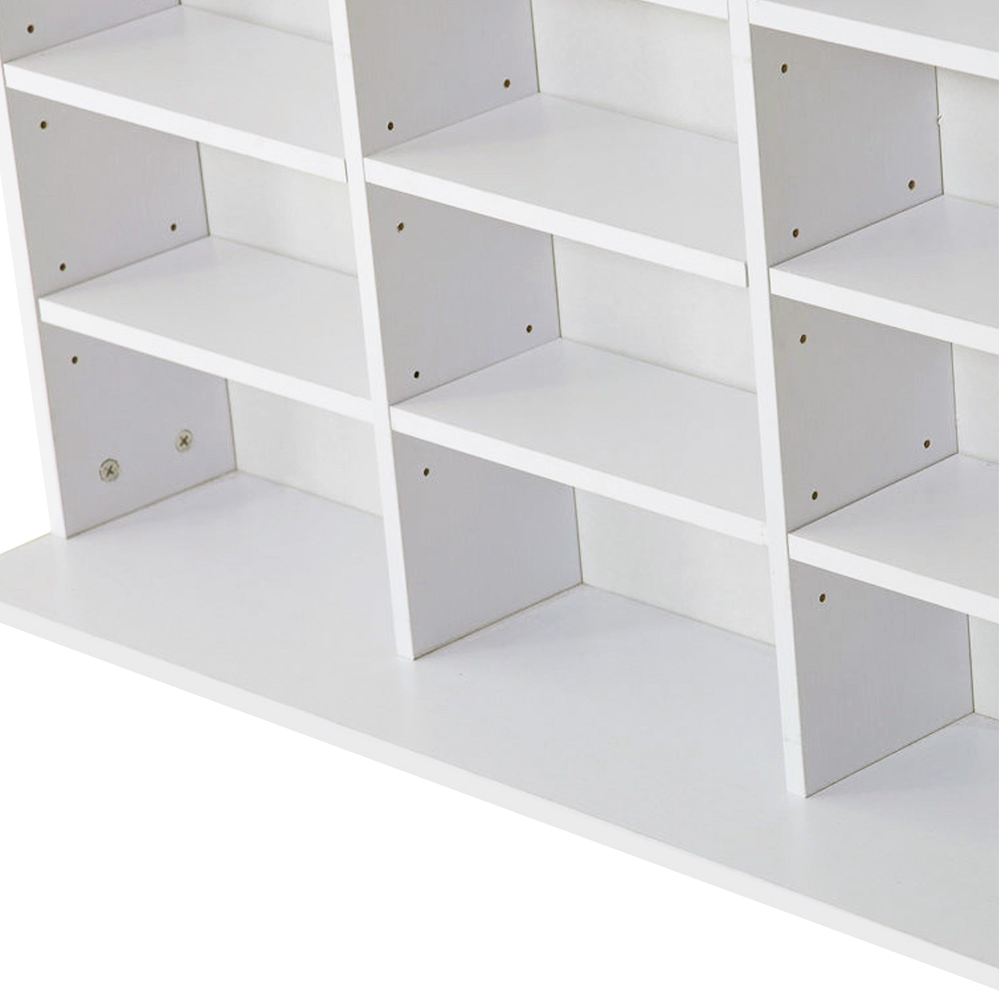 Wooden CD Bookcase with 3 Columns and 12 Adjustable Shelves, 102 x 23.5 x 195 cm, White