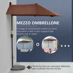 Outsunny Double Crescent Umbrella 2x2 m with Crank Opening and Cross Support, in Steel and Polyester, Coffee