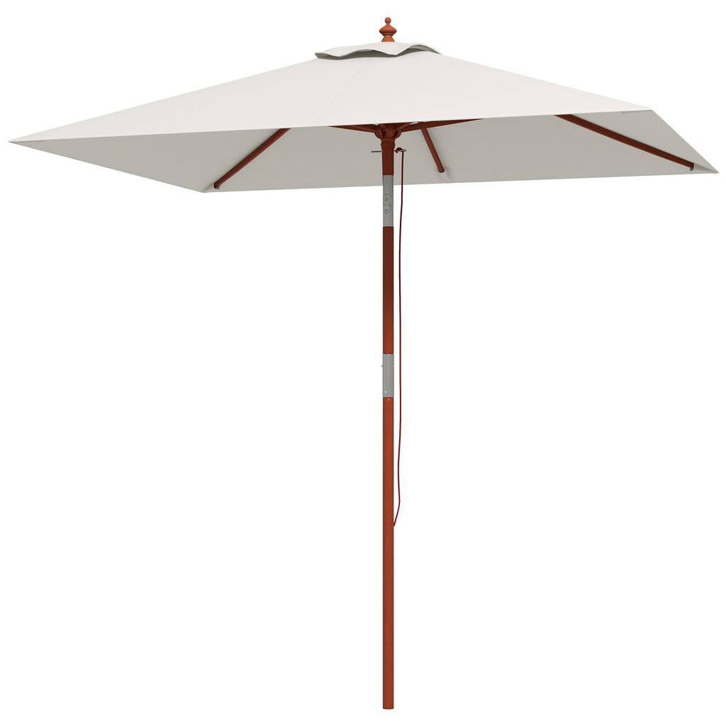 Rectangular Tilting Umbrella 2x1.5 m with 6 Ribs and Rope Opening, in Bamboo and Beige Polyester