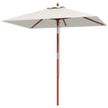 Rectangular Tilting Umbrella 2x1.5 m with 6 Ribs and Rope Opening, in Bamboo and Beige Polyester