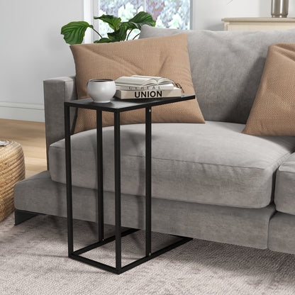 Industrial C-Shaped Tall Coffee Table in Steel, 46x26x60 cm, Black