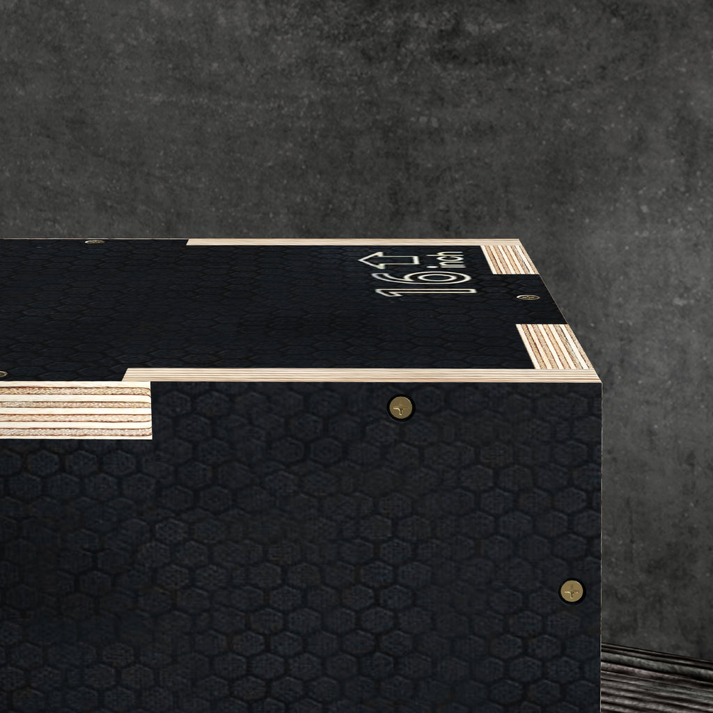 3-Height Plyometric Jump Box in Non-Slip Wood, 41-36-31cm, Black