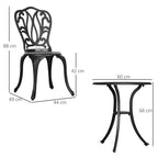 Outsunny 3-Piece Garden Set with 2 Outdoor Chairs and Glass Table with Umbrella Hole, Aluminum, Black