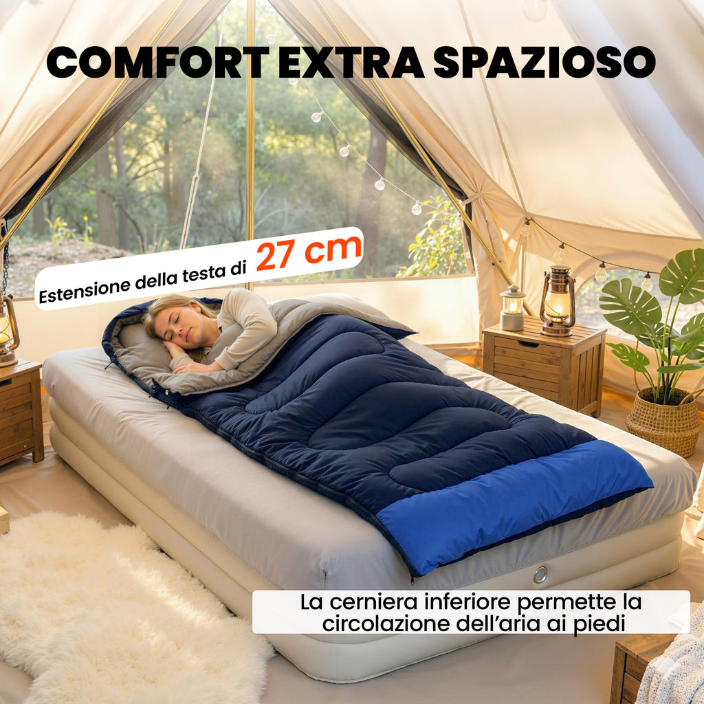 Outsunny Single Sleeping Bag for Adults, Lightweight and Compact, 75x215 cm, Navy Blue