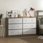 6-Drawer Folding Chest with Double Handles, Made of Wood, Steel and Fabric, 114x30x70 cm, White and Grey