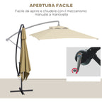 Decentralized Garden Umbrella with Cross Base and Crank Opening, 294x193cm, Brown
