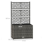 Outsunny Fioriera with grilled for climbing with 2 steel vessels and rattan pe, 57x30x107cm, gray - Borgè