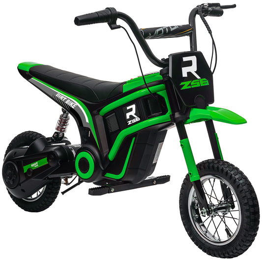 Electric Motorcycle for Children with Manual Throttle, 2 Speeds 8-16km/h, Age 8-12 Years, Green