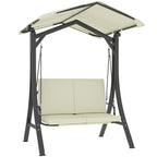 2 Seater Garden Swing with Adjustable Canopy and Cushions, 150x120x182 cm, Cream
