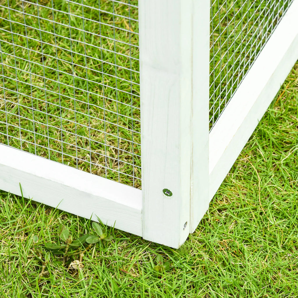 Wooden Rabbit Hutch with Open Area and Ramp, Rabbit Cage with Removable Bottom and Doors, 140x65x120 cm, Grey - Borge' Group Limited