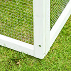 Wooden Rabbit Hutch with Open Area and Ramp, Rabbit Cage with Removable Bottom and Doors, 140x65x120 cm, Grey - Borge' Group Limited