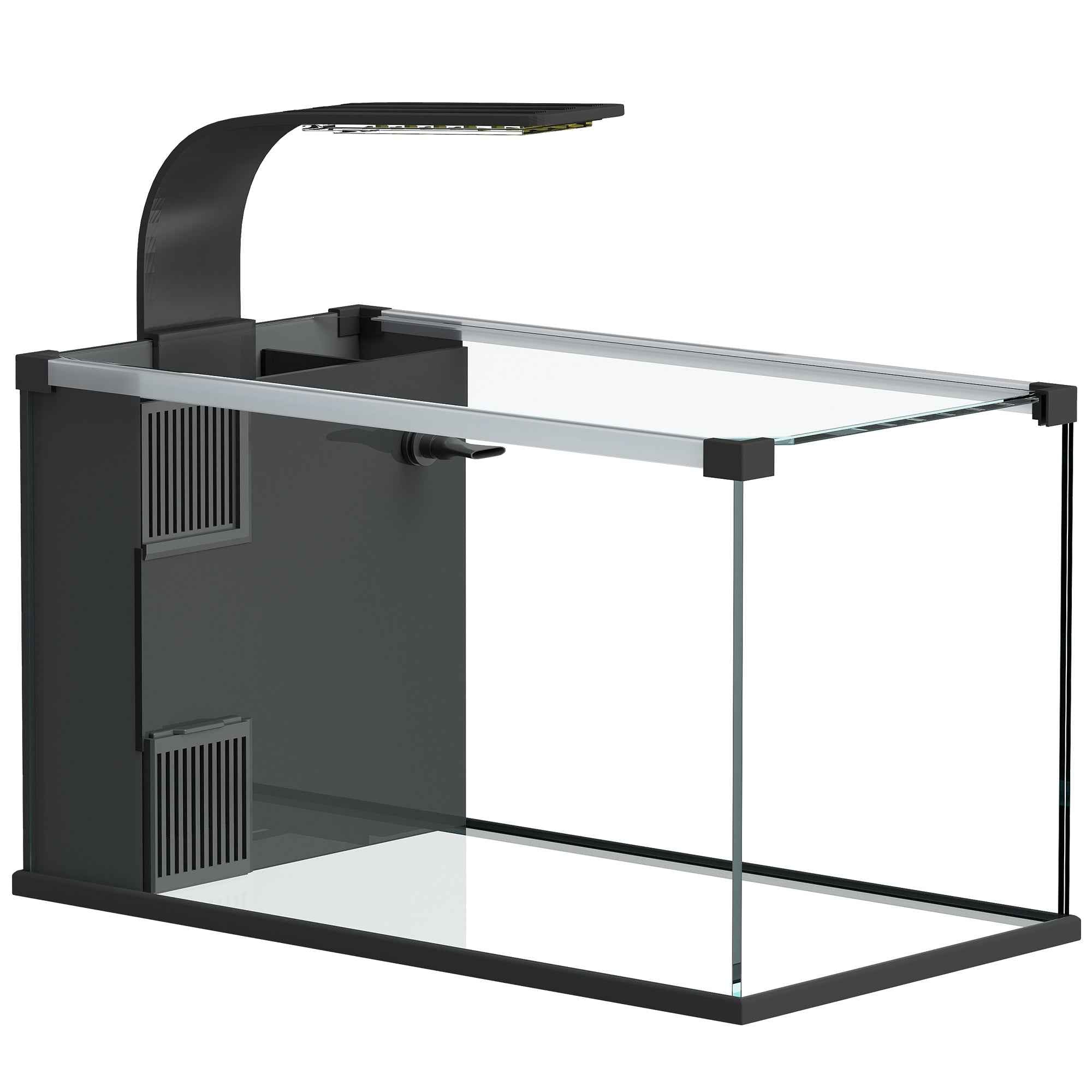PawHut Aquarium, 24L Tempered Glass with Filter, LED Light and Water Pump