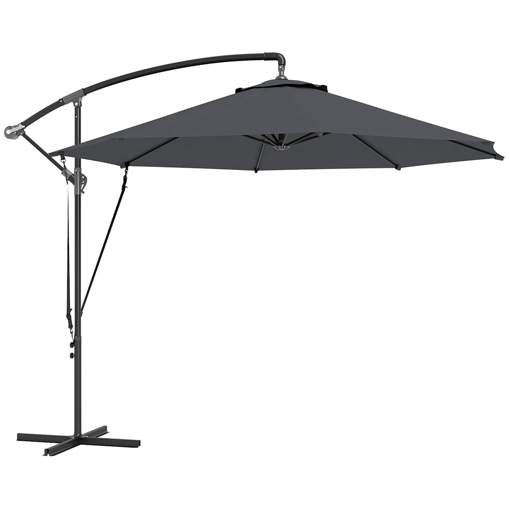 Round Tiltable and Swivel Garden Umbrella, Crank and UPF 50+ Protection, Ø3 m, Dark Gray
