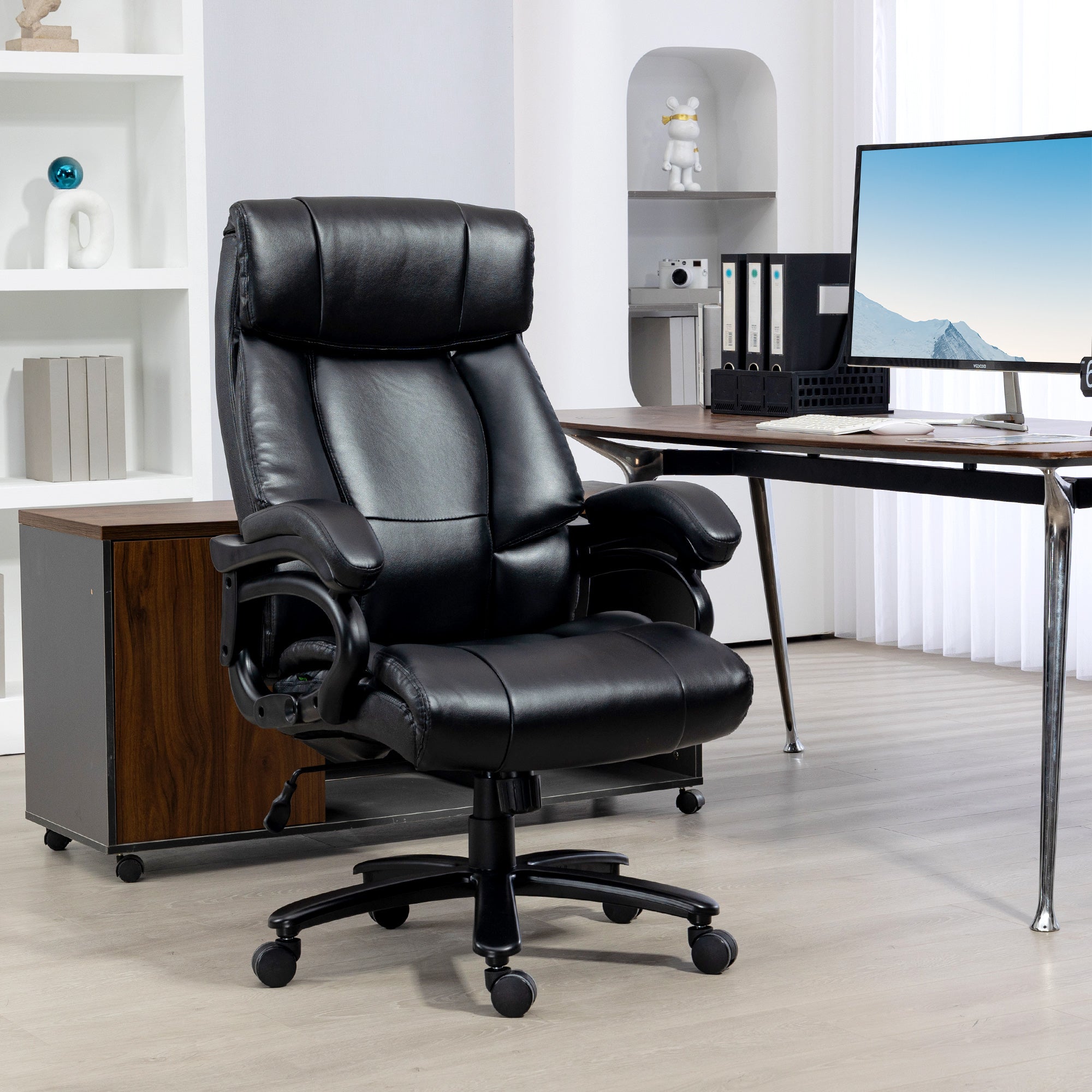 View of office armchair massage and heated with 2 massage points and 8 programs, black - Borgè