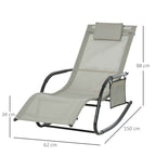 Outsunny Garden Rocking Chair with Headrest and Side Pocket, 150x62x88 cm, Black and Grey