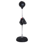 Floor Punching Ball with Gloves, Adjustable Height 126-144 cm and Fillable Base, Black